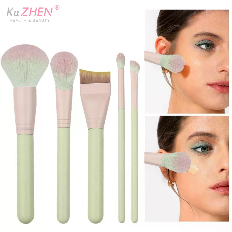 10/12 Pcs Crescent-shaped Makeup Brushes Complete Set Of Foundation Loose Powder Blush Concealer Eye Shadow Professional Set