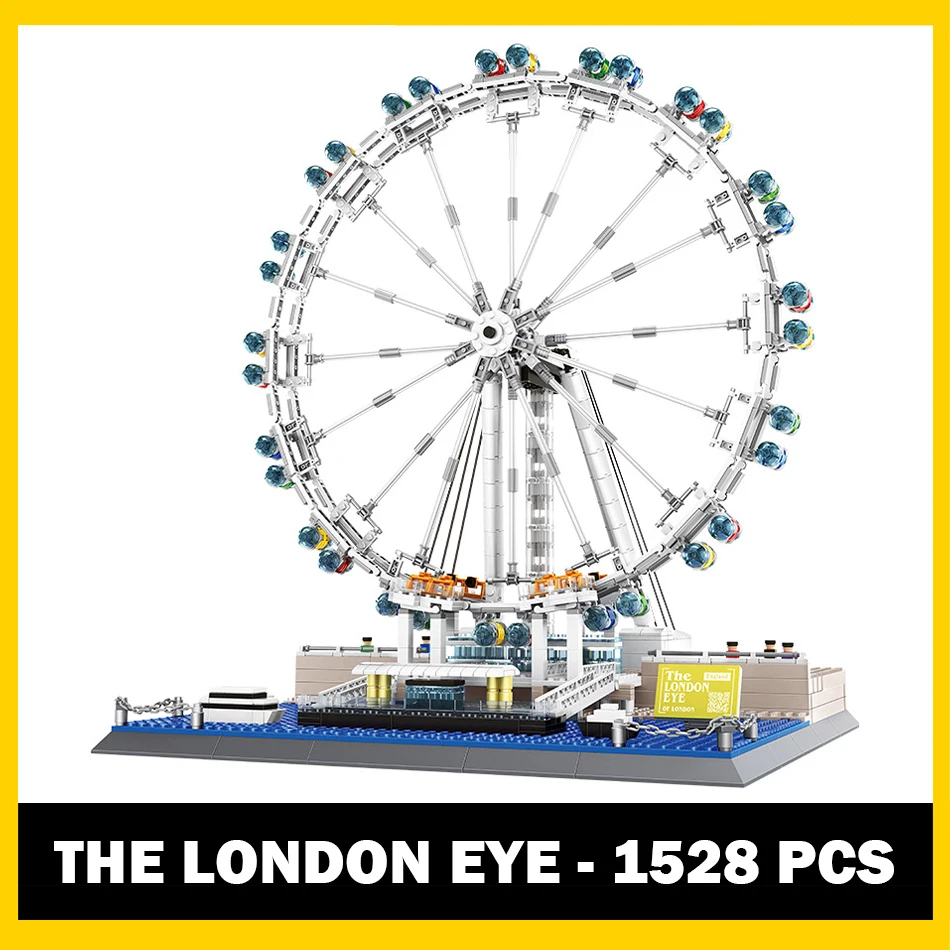 

MOC World Famous Architecture England London Eye Ferris Wheel Street View Building Blocks Construction DIY Bricks Toys Kids Gift