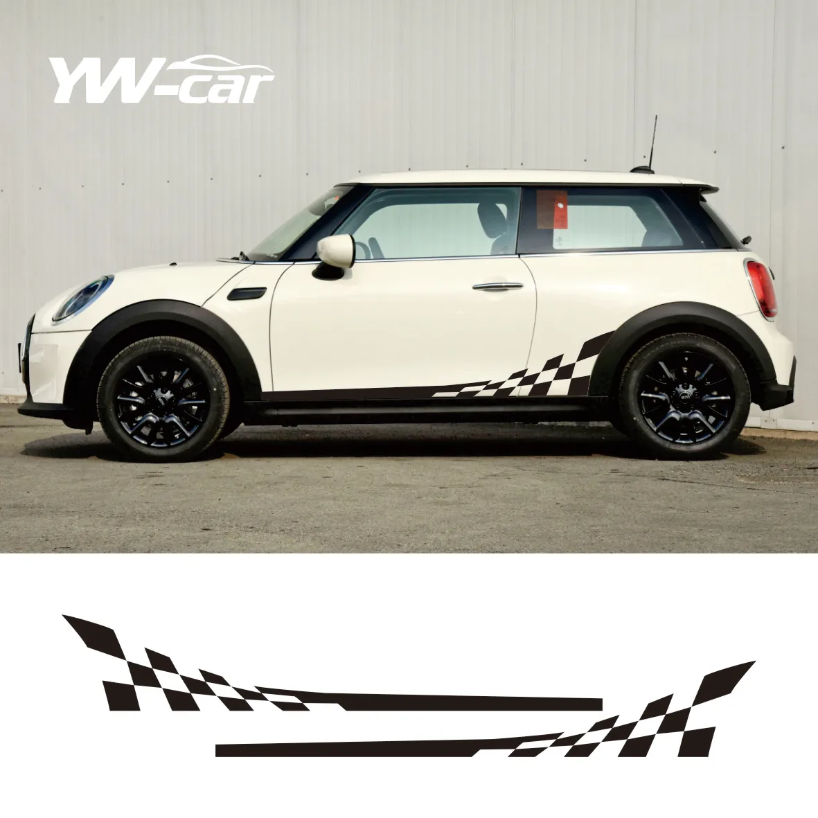 

2 pieces of Car Styling Racing Lattice Door Side Stripes Skirt Body Decal Stickers for BMW MINI Cooper F56 2014-2015 Accessories