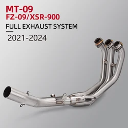 Slip on For Yamaha MT09 MT09SP FZ09 XSR900 2021-2024 Motorcycle Exhaust Pipe Full System Modify Stainless Steel Front Link Pipe