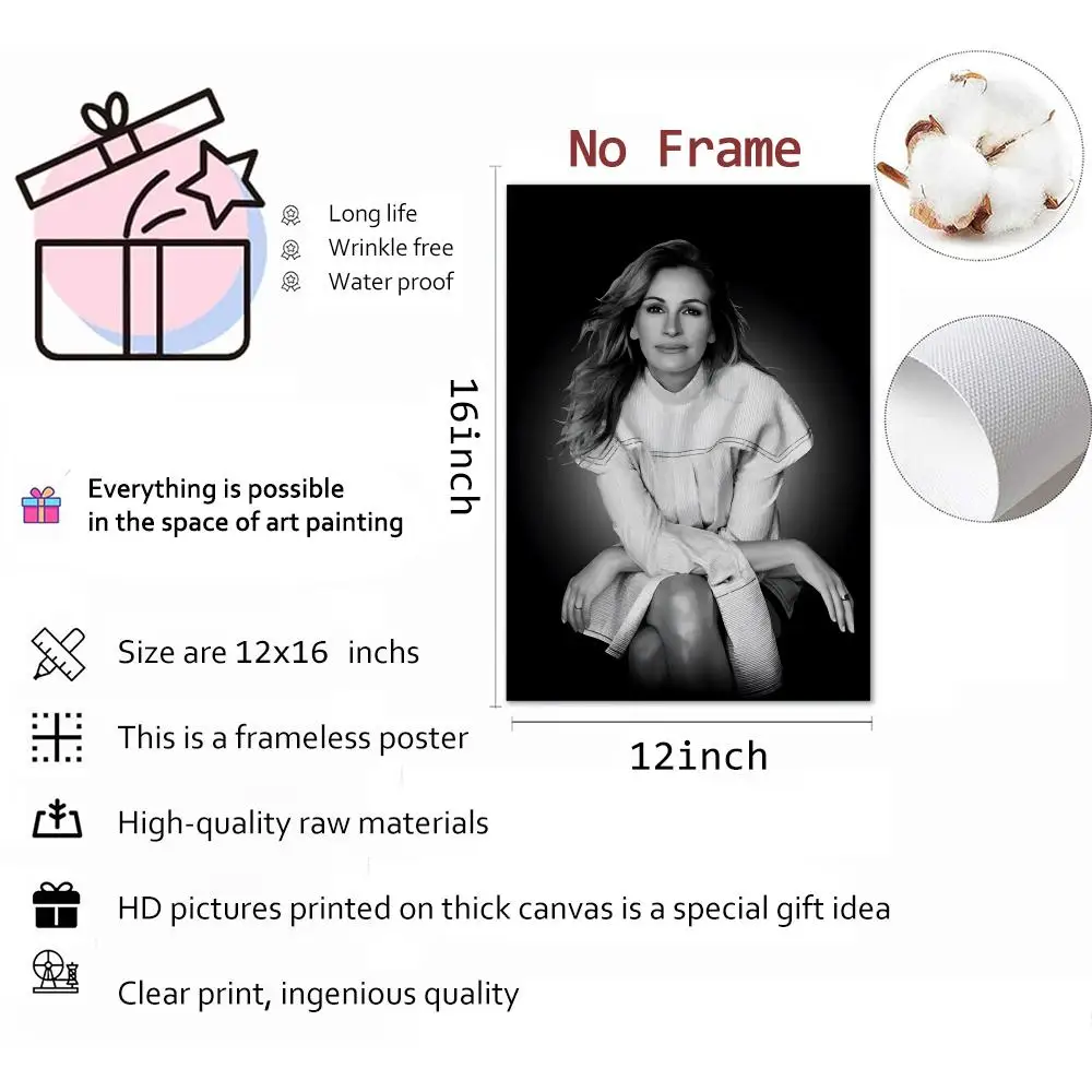 J-Julia R-Roberts اللوحة الخط HD قماش المشارك تجعد الحرة مقاوم للماء جميع الفضاء جدار ديكور #5