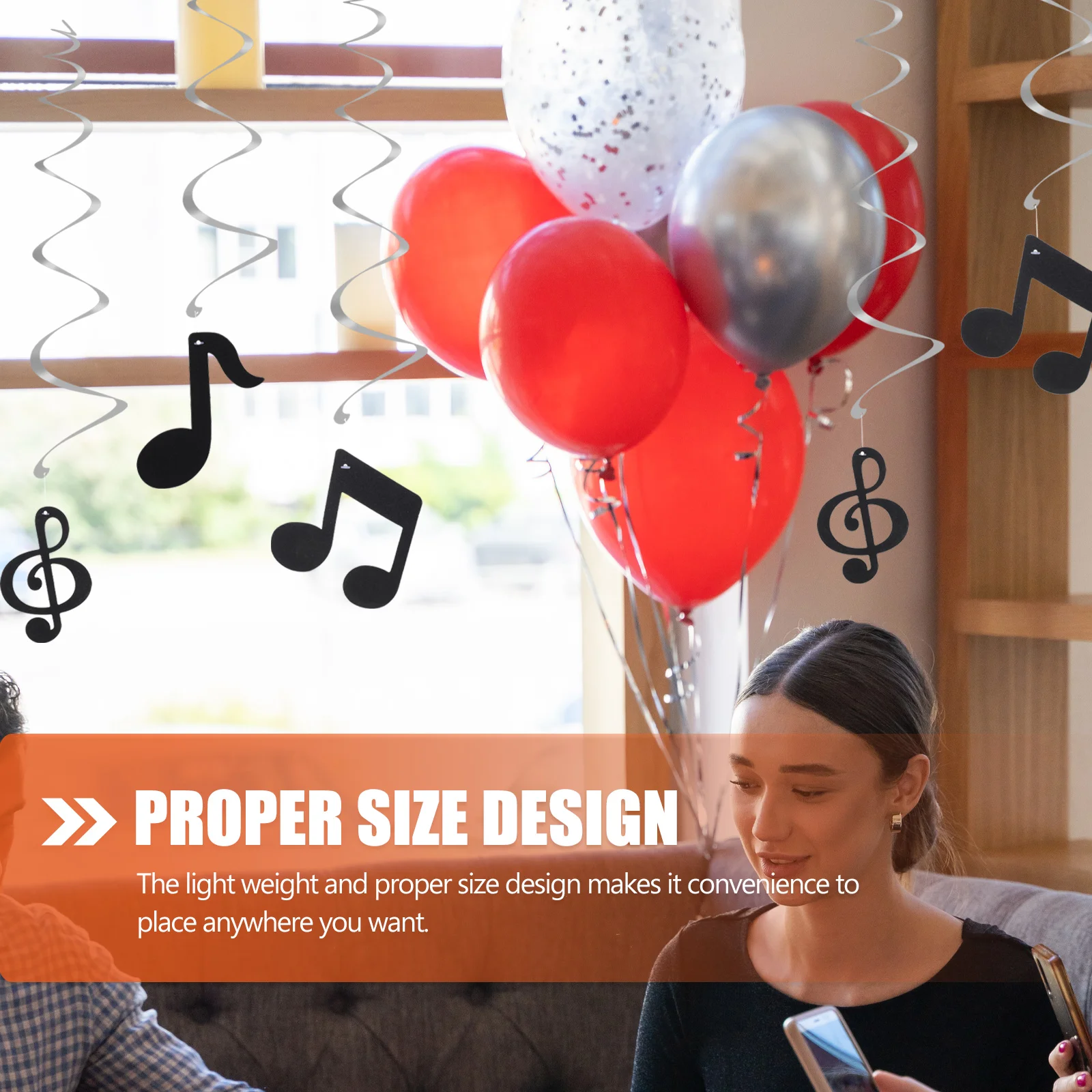 

24pcs Musical Note Hanging Swirl Pendants Decorative Music Decorations For Party Wedding Birthday Ceiling Drape Lightweight