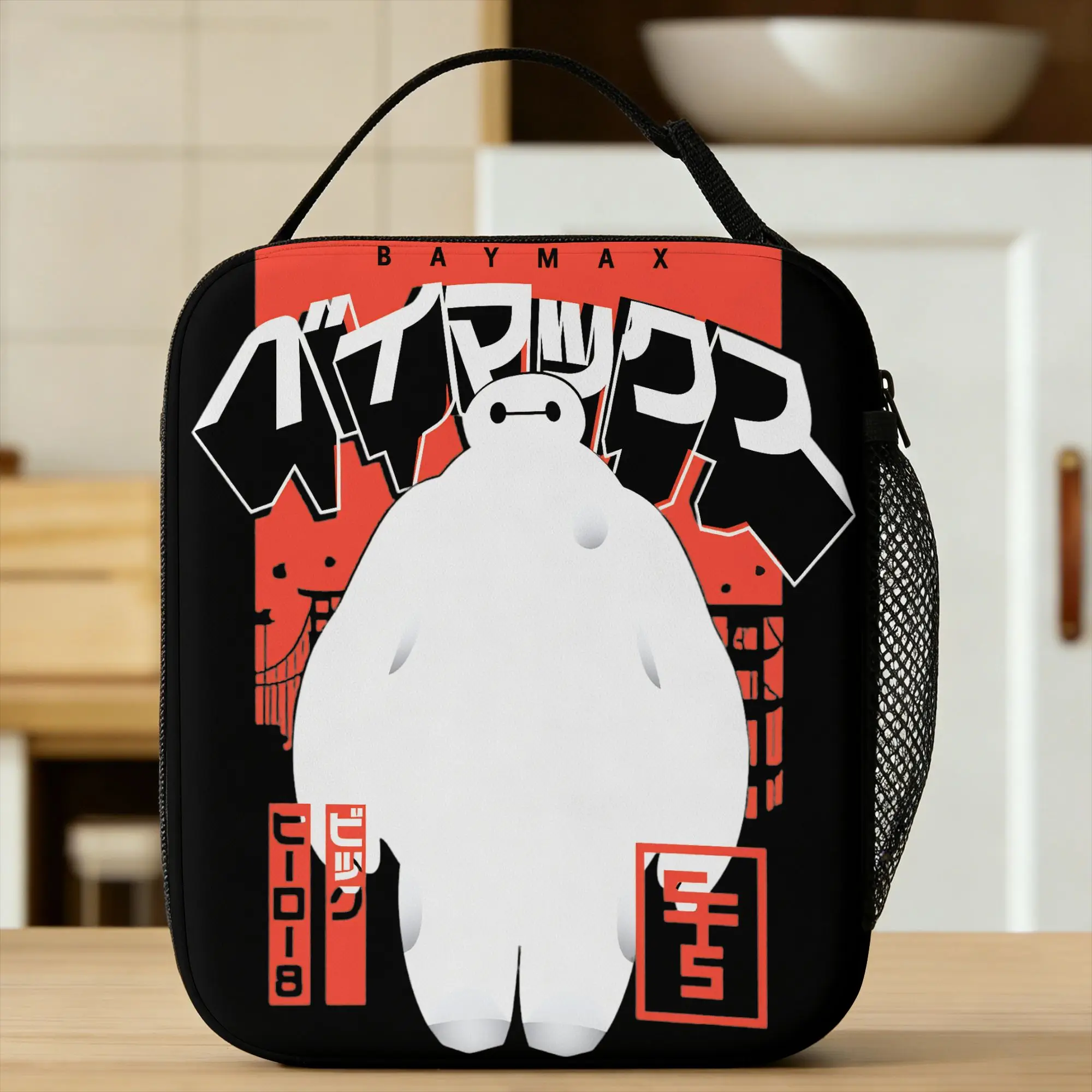 B-Big Hero 6 Lunch Bag For Men  Custom Lunch Box Kawaii Outdoor Picnic Cooler Bag Portable Zipper Oxford Thermal Lunch Bags