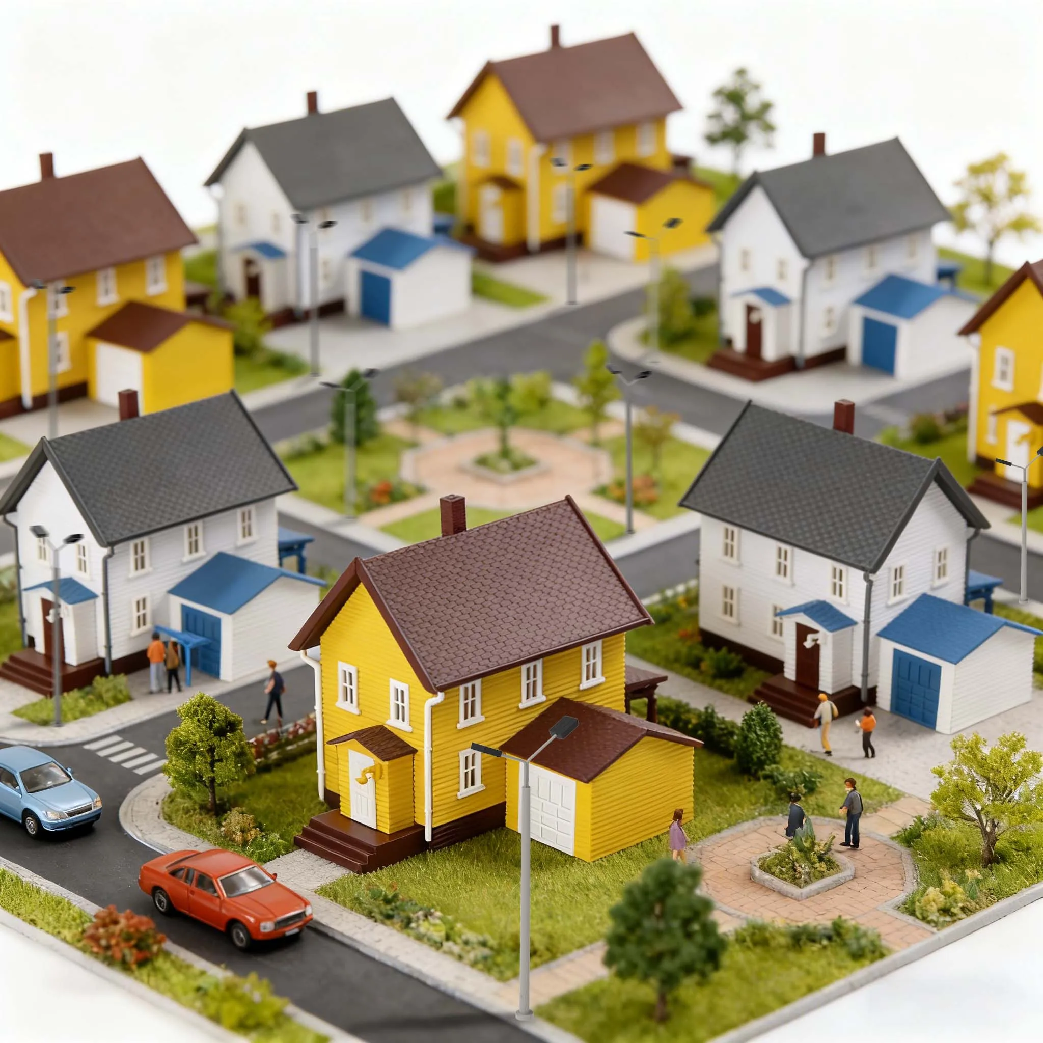 Evemodel N Scale 1:160 Model Dwelling House Kit Two-story with Garage JZN5905