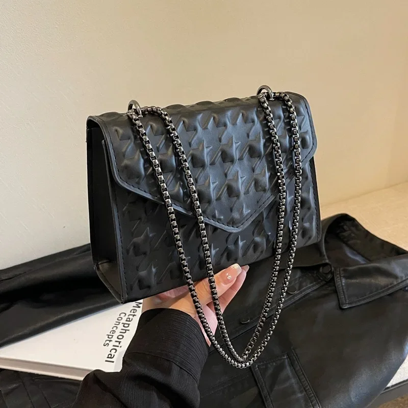 Fashion texture chain shoulder bag versatile ins foreign style messenger small square bag