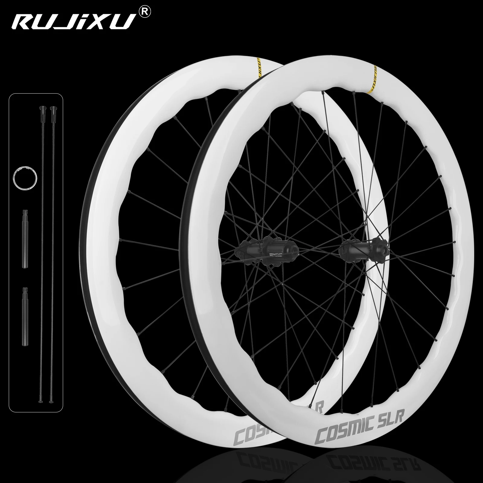 

RUJIXU 700C волновое кольцо с храповым механизмом RUJIXU комплект белых колес из углеродного волокна HG/XDR дорожный велосипед дисковый тормоз комплект карбоновых колес