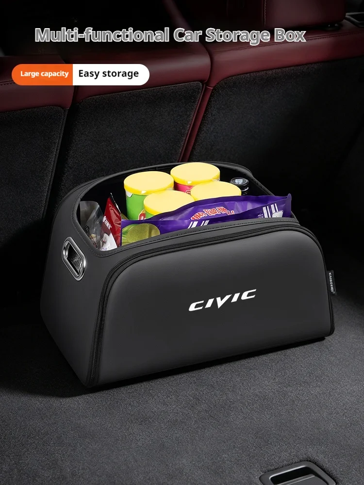 Car Trunk Organizer Box Storage Bag with Built-in Pocket Leather Material Waterproof Anti For Honda Civic Interior Accessories