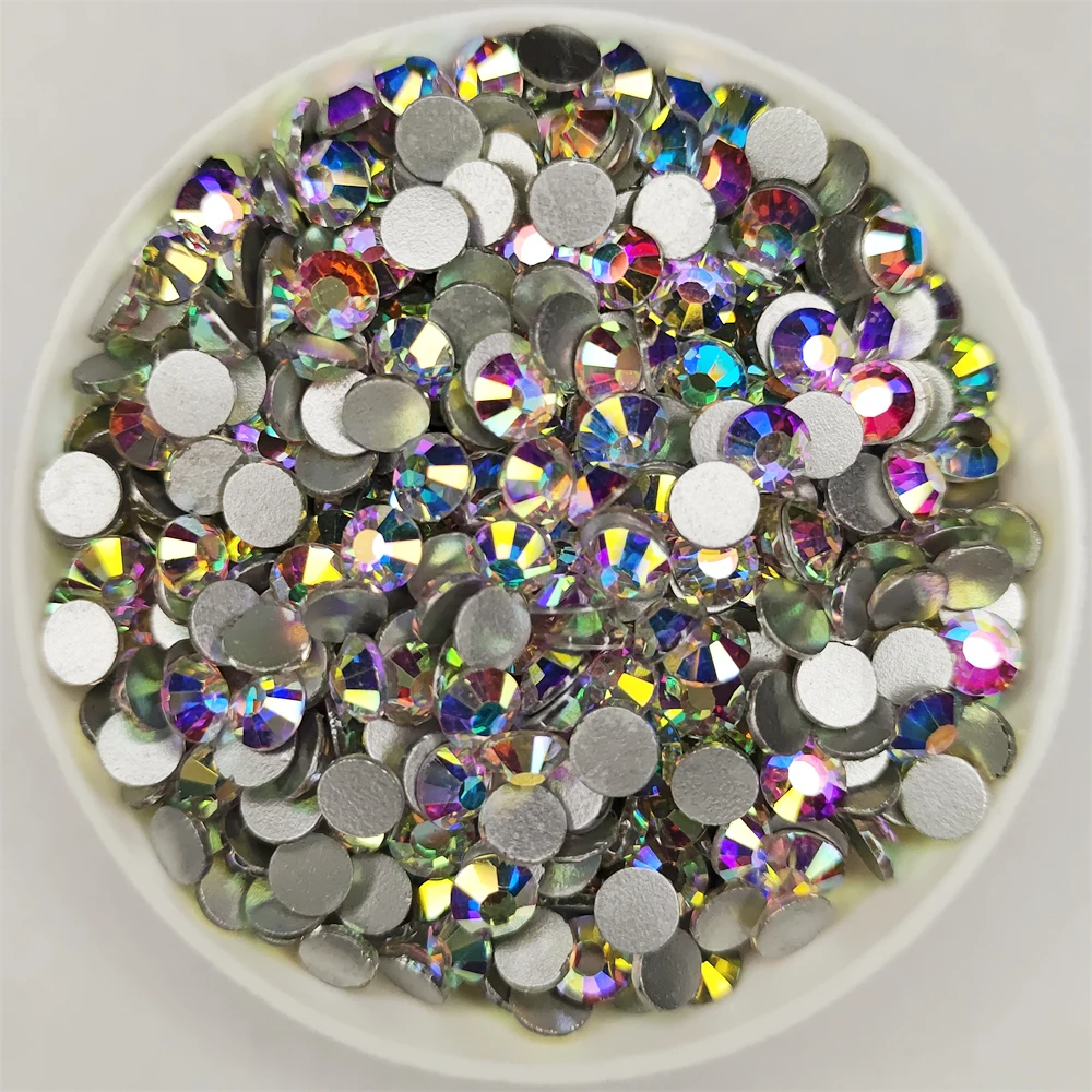 Glitter Crystal Clear AB Glass Non Hot Fix Rhinestone FlatBack Strass Sewing & Fabric Garment Nail Art Rhinestone Decorations