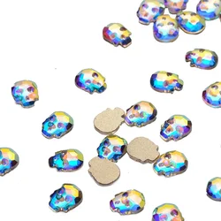 30pcs Skull Shape 6*8mm Crystal AB Flat Back Fancy Nail Art Crystal Rhinestones For Wedding Personality Design Beads