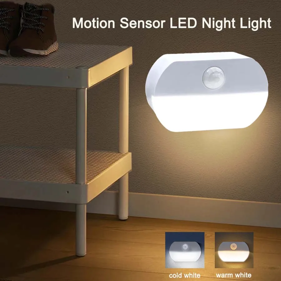 

Motion Sensor LED Night Light Battery Powered Night Lamp For Bedroom Wardrobe Closet Stairs Lighting Wireless Cabinet Light