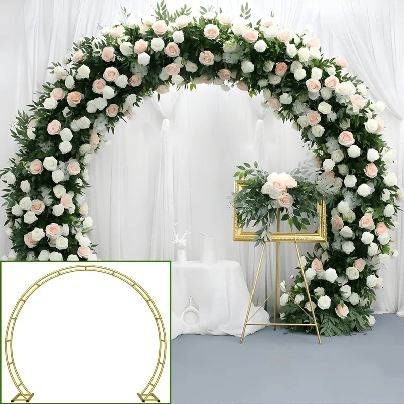 

Metal Wedding Arch for Ceremony Party Decoration 8Ft Wide 7Ft High,Garden Arch Trellis with Ground Bases for Climbing Plants