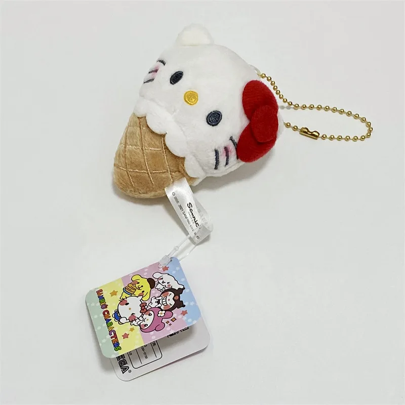 Sanrio Kawaii Hello Kitty Toys Keychain Pendant Doll Ice Cream Cone Cartoon Bag Pendant Accessories Girl's Surprise Xmas Gift