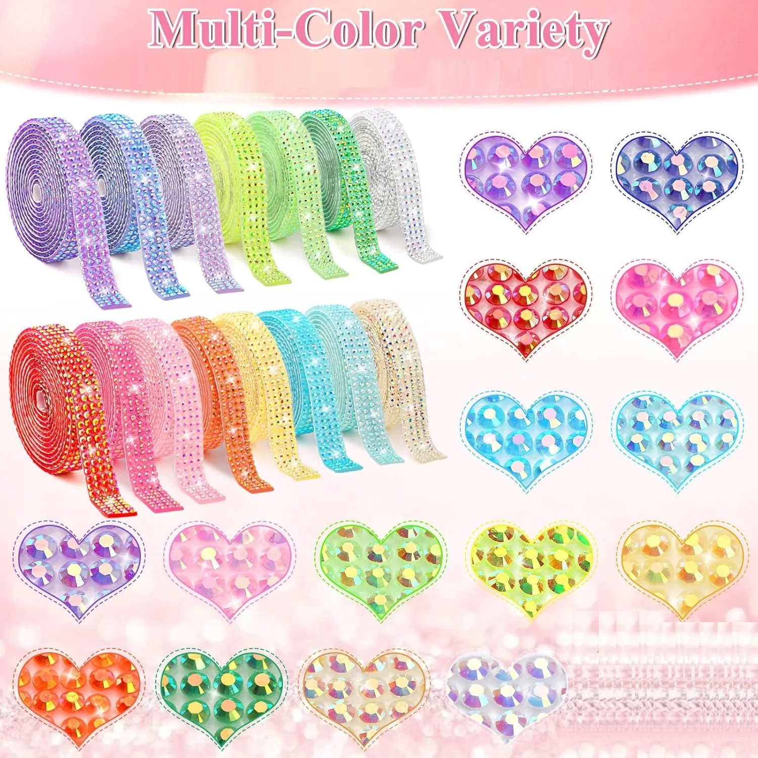 AB Bling Strass-Band Selbstklebende Aufkleber Kristall-Diamant-Strassstreifen für DIY-Basteleien Kleidung Handy Schuhe Auto-Dekoration – Detail 3