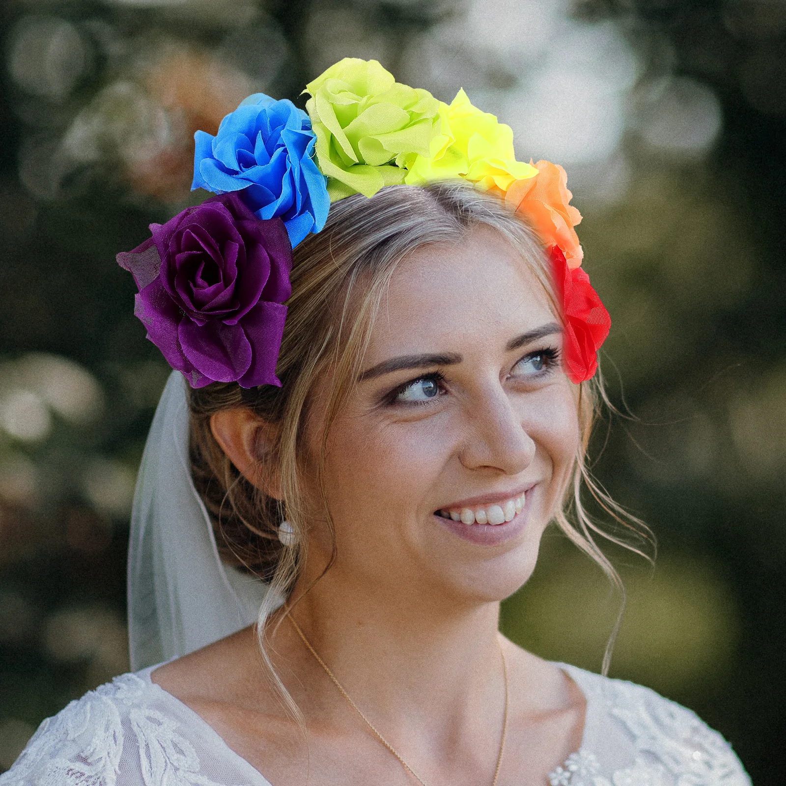 

1pc Flower Headband For Women Girls Rose Accessories Bridal Hairband Creative Performance Headdress Fabric Hair Decor Stage