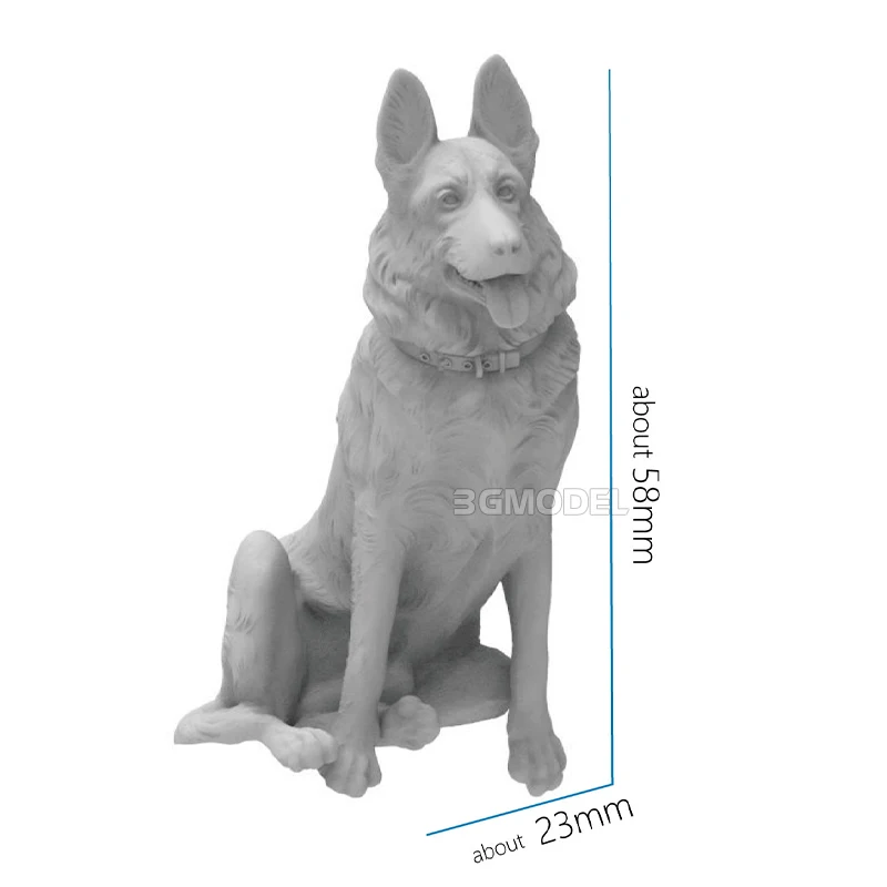 Impressão em resina 3D Freedom, kit de modelo animal F 616007   Wolfdog alemão - posição sentada (para motocicleta R75) 1/16