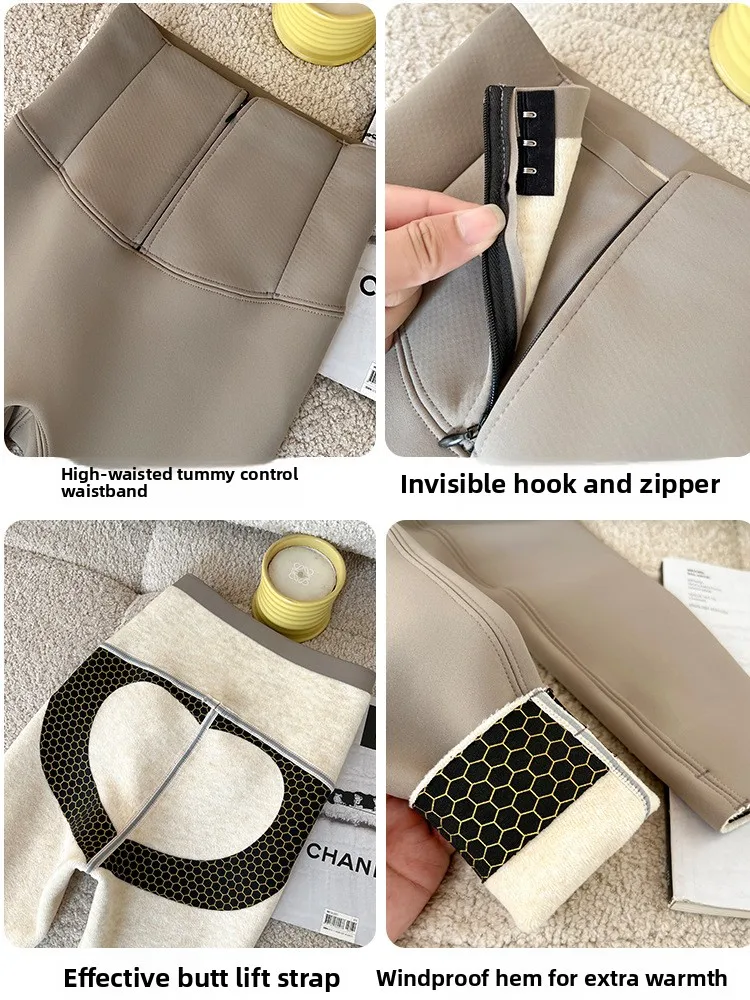 Wysokie w pasie, ocieplane spodnie do jogi, damskie, jesienno-zimowe, wyszczuplające, ze skóry jelonka, spodnie modelujące brzuch, cienkie, na wiosnę i lato.