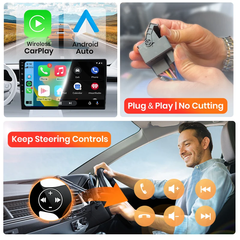 Radio AWESAFE con CarPlay y Android Auto inalámbrico para Ford Mondeo MK3 2000 2001 2002-2007, Plug & Play, FM, BT, RDS, DSP, 4G, GPS, Multimedia 3