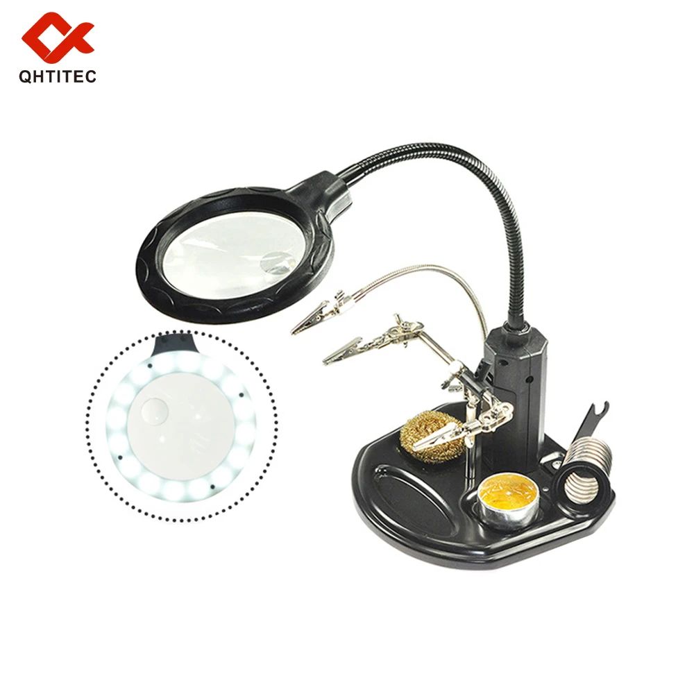 Hand Soldering Tool PCB Holder Flexible Metal Arms Helping Hands Welding Workshop Station Desktop Magnifier Soldering Tools