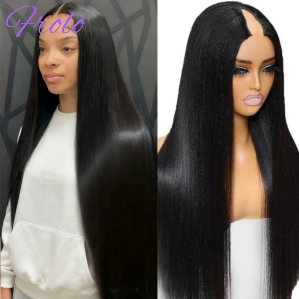 

Парик из натуральных волос, 200% плотности, длинный, прямой, 30 дюймов, с V-образным и U-образным разрезом, улучшенная модель, на заколках, для женщин