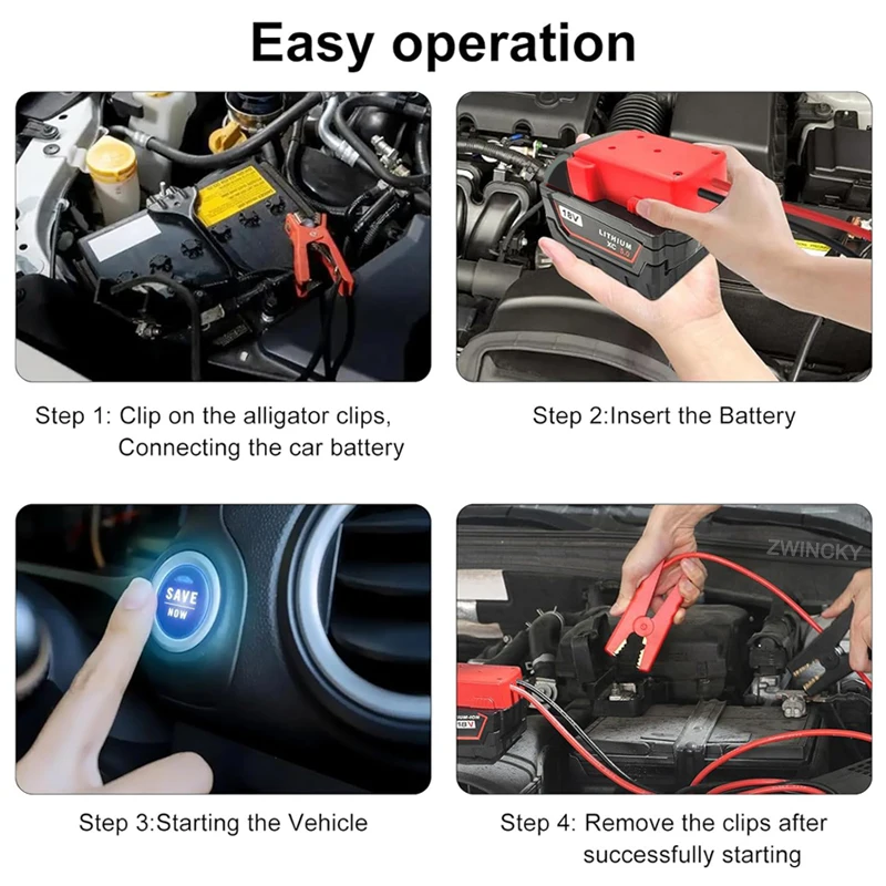 

Перемычки для Makita/Dewalt/Milwaukee 18 В 20 В, литиевая батарея, адаптер для запуска, автоматический усилитель, автомобильное зарядное устройство зажигания