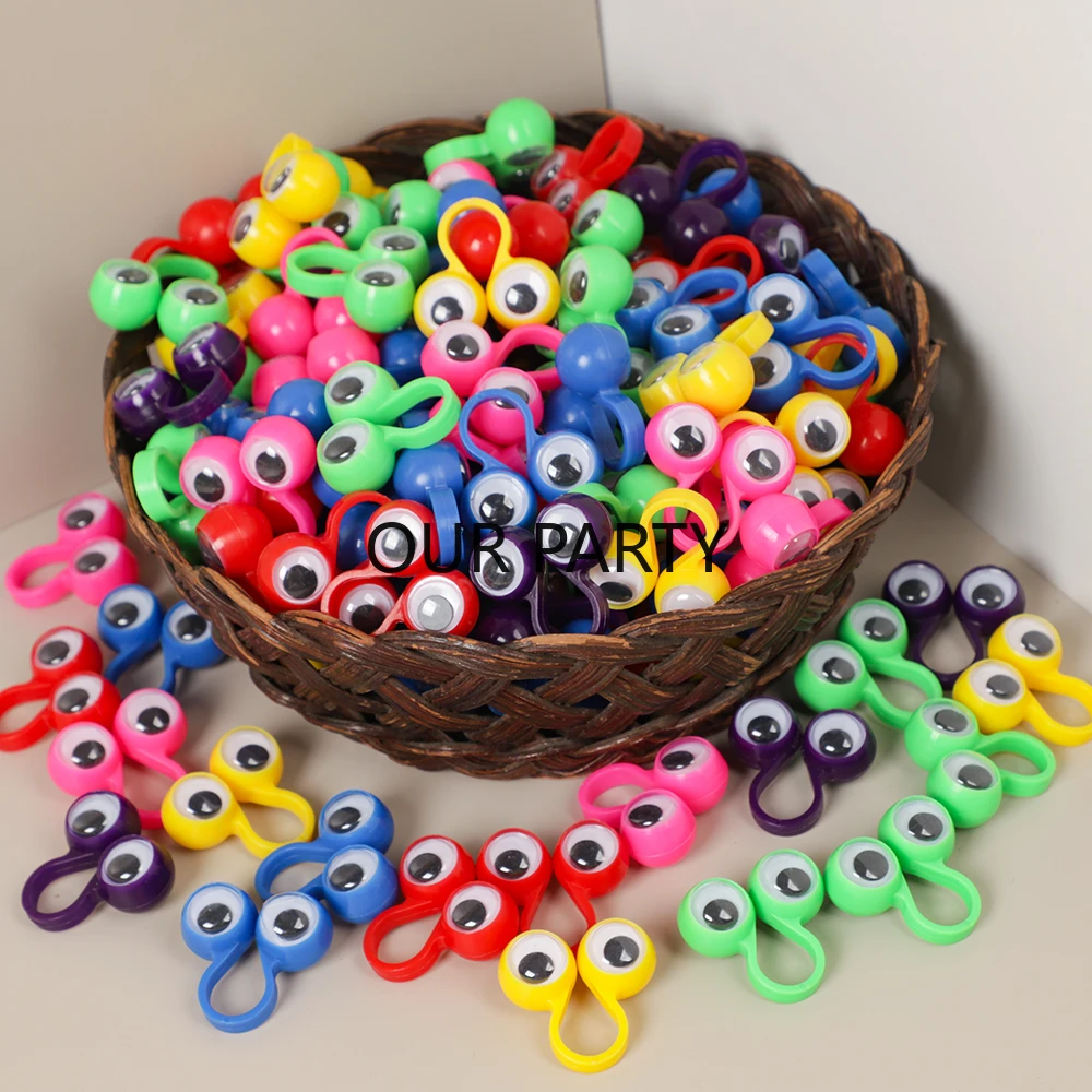 20/40Pcs Funy Eye Finger Puppets Rings with Wiggle Eyes Toys for Kids Birthday Party Favors Halloween Party Gift Pinata Fillers