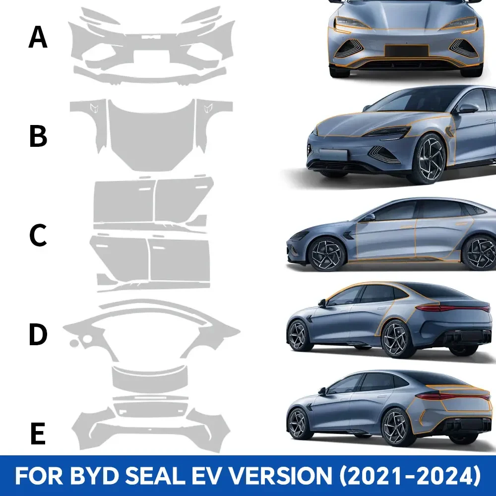 9Mil TPU For BYD Seal EV Version 2021-2024 Paint Protection Film Car Body Clear Bra Pre-cut PPF Anti-scratch Resistant Cover