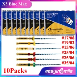 EASYINSMILE 60Pcs(10Pack) Dental Endodontic X3 Blue NITI File 25MM Root Canal Rotary Files For Motor Endo Treat Tips