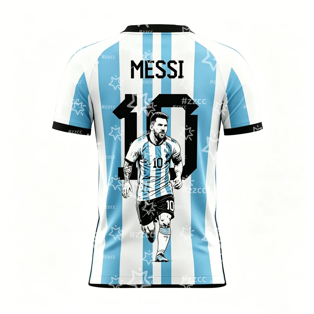 25-26 Messi No.10 Football Jersey Training Kit Argentine Fans Gift Summer Sports Men's T-Shirt Kid's Clothing cycling jersey ﻿ view 4