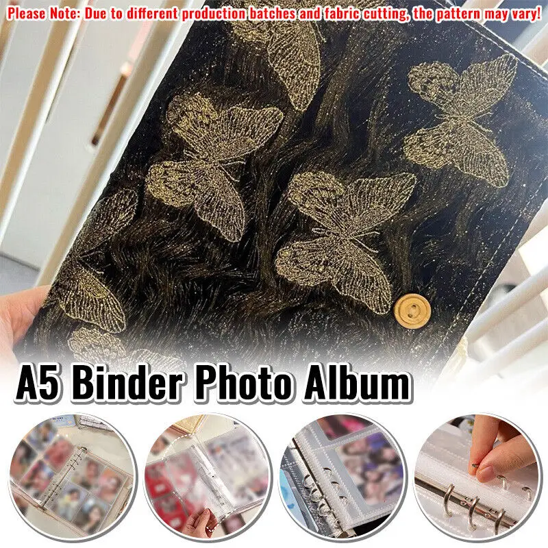 1PC A5 Binder Photo Album Butterfly Flower Pattern Idol Card Collection Books Loose-leaf Album Photocard Collection Books Gift