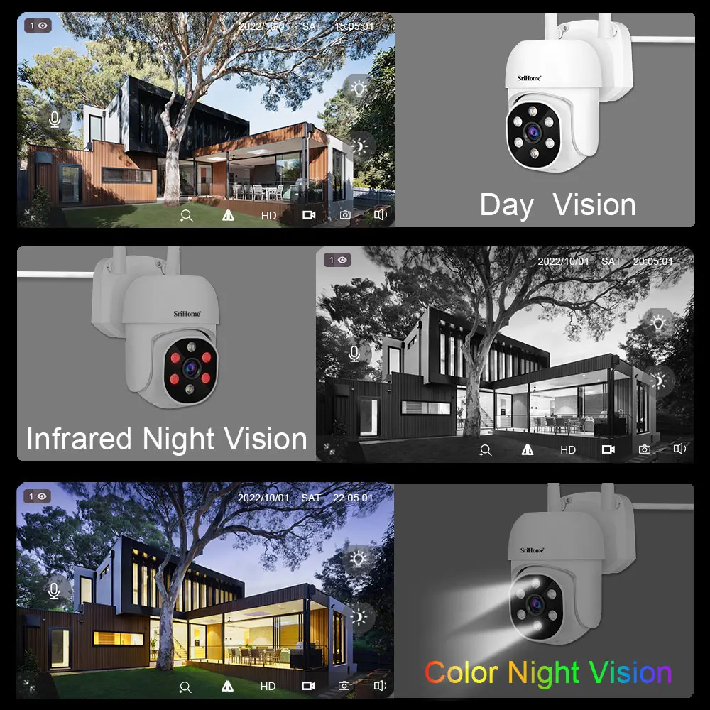 نظام كاميرا الأمن SriHome-POE ، مجموعة المراقبة بالفيديو AI ، 2 طريقة المنزل في الهواء الطلق ، 1080P كاميرا IP ، CCTV Nvr 4 كام مجموعة ، 4CH