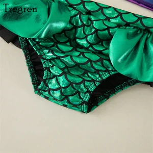 Tragren Child Children Mermaid Bikinis definieren Sommer -Strandkleidung Halfter Badbad Pool mit Bandana 12 Hauptverkaufsbikinis Mädchen 10 Jahre - №4