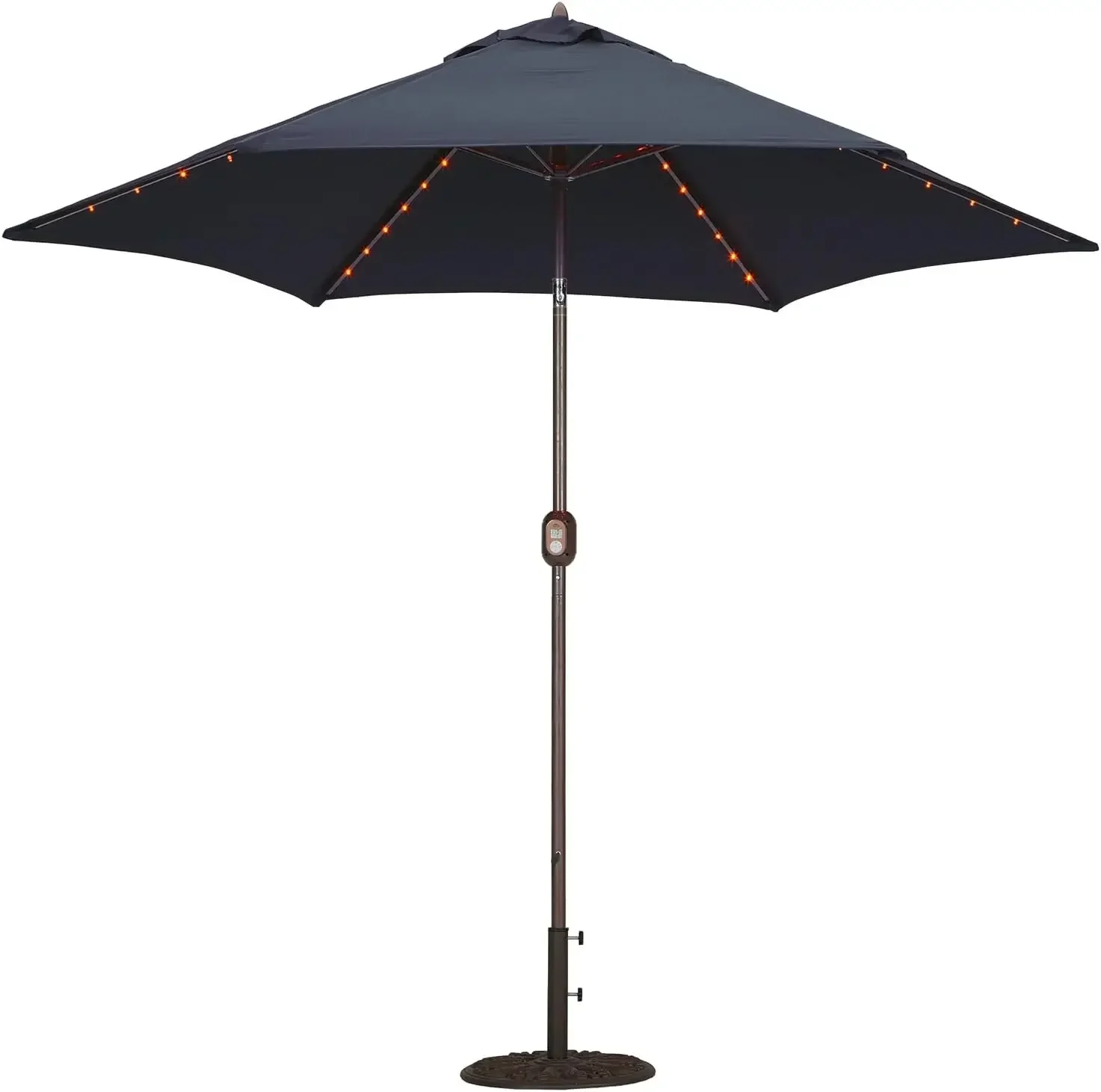 LED Lighted 9 ft Bronze Aluminum Market Umbrella without Navy Polyester Cover
