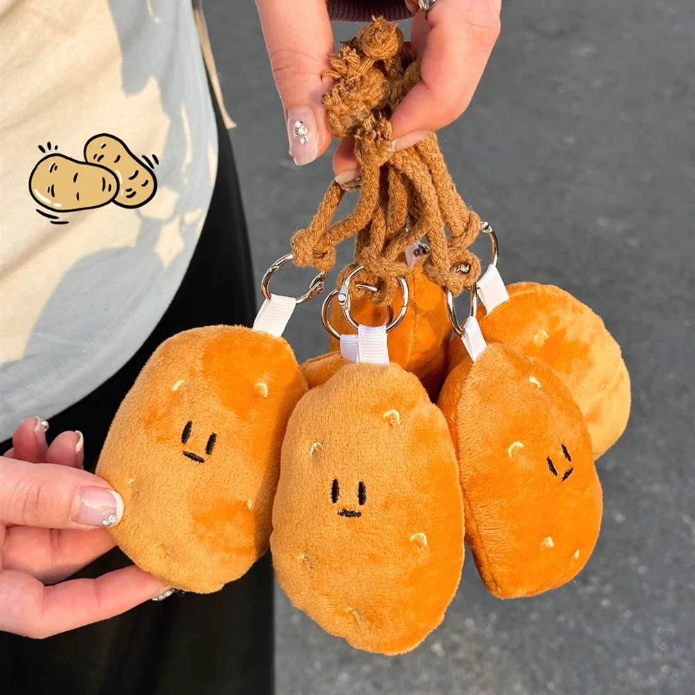 Little Potato Pendant Keychain 10cm Plush Cute Kawaii Car Keyring Potato Keychains Charm Handbag Pendant Backpack Pendants