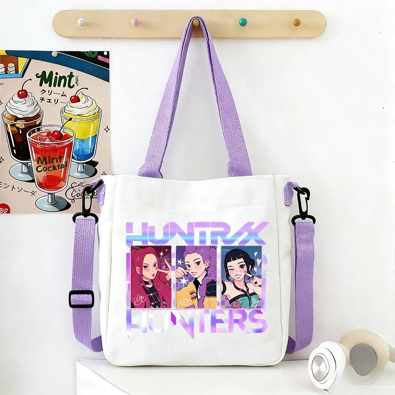 

KPop Demon Hunters Theme Women Canvas Shoulder Bag Boys Girls Tote Bag Handbag Anime Fashion Crossbody Bag New Kids Xmas Gifts