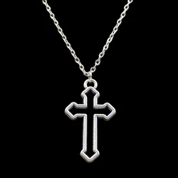 New Fashion Hollow Cross Pendants Round Cross Chain Short Long Mens Womens Silver Color Necklace Jewelry Gift