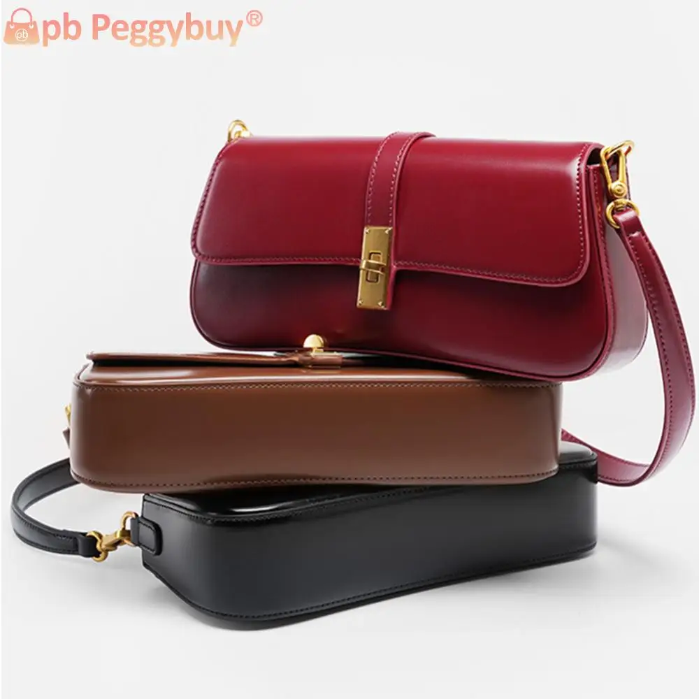 Genuine Leather Shoulder Bag Designer Y2K Purse with Adjustable Strap Underarm Bag Trendy Crossbody Bag for Women