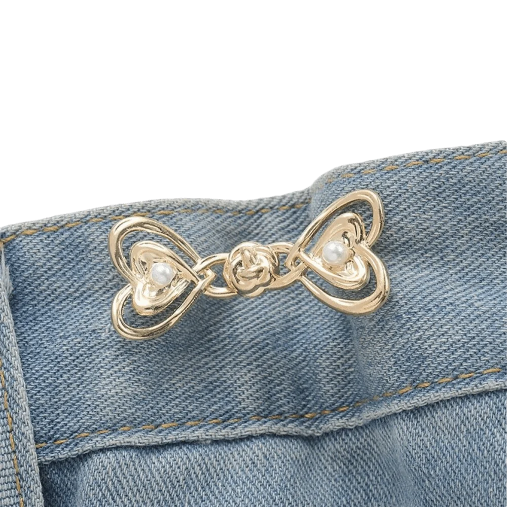 

Alloy Tighten Waist Button Detachable Beautiful Heart Jeans Button Adjuster No Sewing Required Retractable Button
