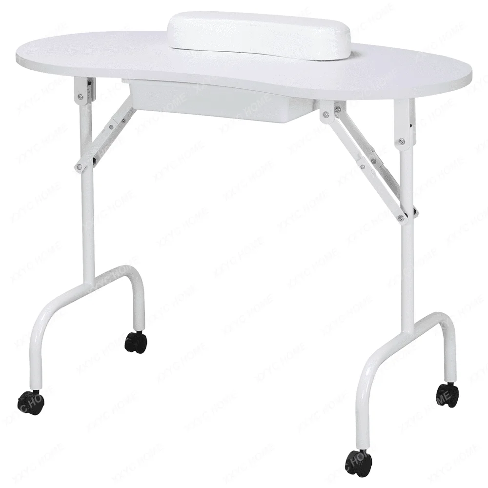 

SmileMart Folding Manicure Table Nail Beautician Desk with Lockable Wheels & Bag