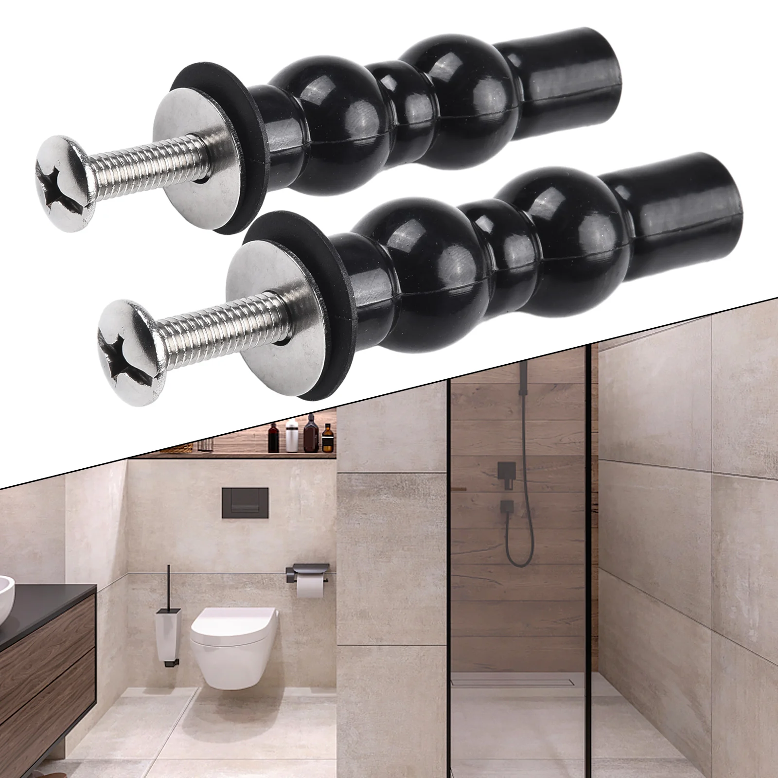 2 Pack Complete Toilet Hinge Screw Replacement Solution Expanding Rubber Bolt Top Nuts Easy Installation Fits Most Toilet Models