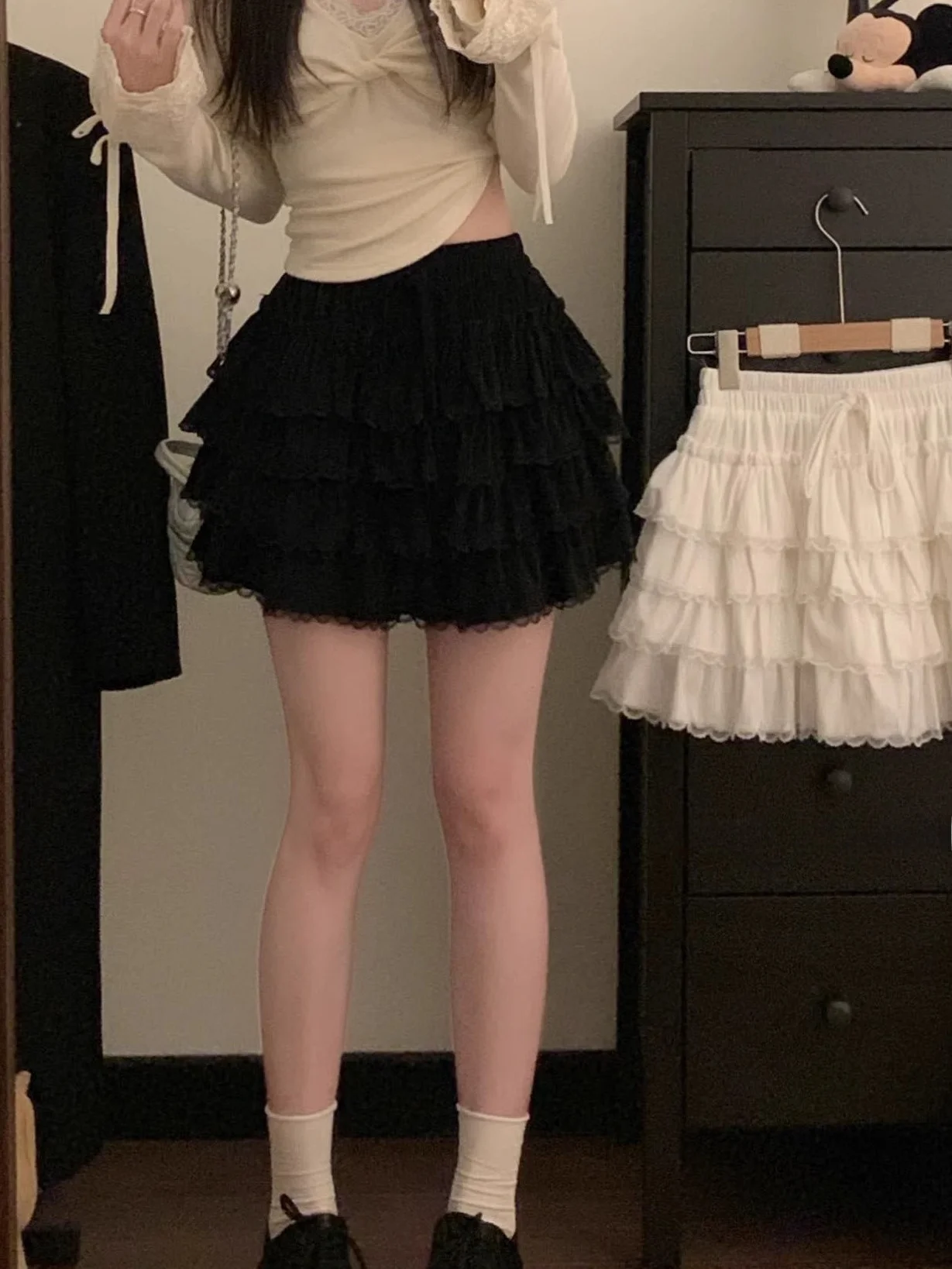 Koreanische Sle Süße Spitze Splice Gürtel frauen Rock Kuchen Rock Abnehmen Vielseitig Herbst 2025, Neue Ankunft