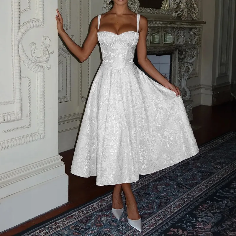 

2026 New Spring and Summer Fashion Strap Dress Banquet Wedding Ball High End Dress Elegant Strap Middle Length Dress Looks Thin