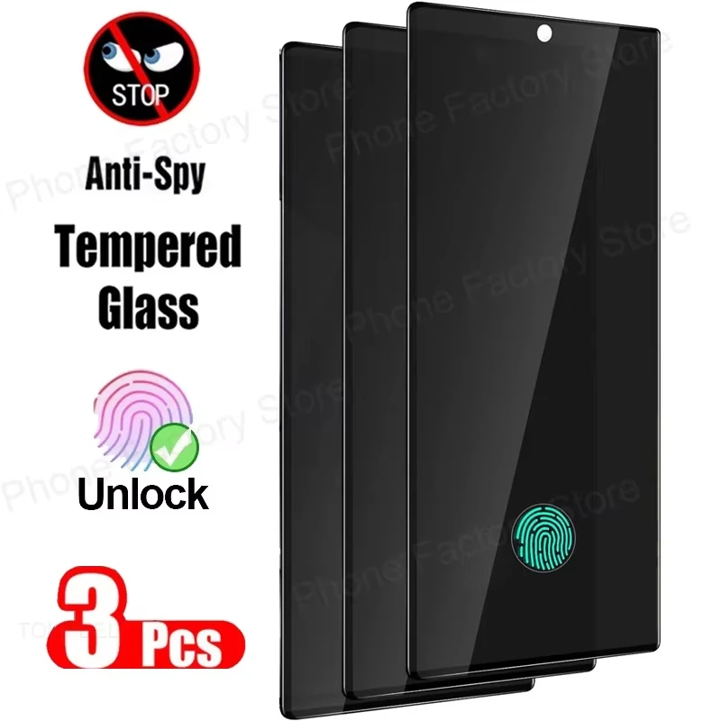 3PCS Anti-Spy Unlock Temered Glass For Samsung Galaxy S25 Ultra A56 A25 A55 5G A36 A16 A15 A53 A54 A26 Screen Protector Privacy