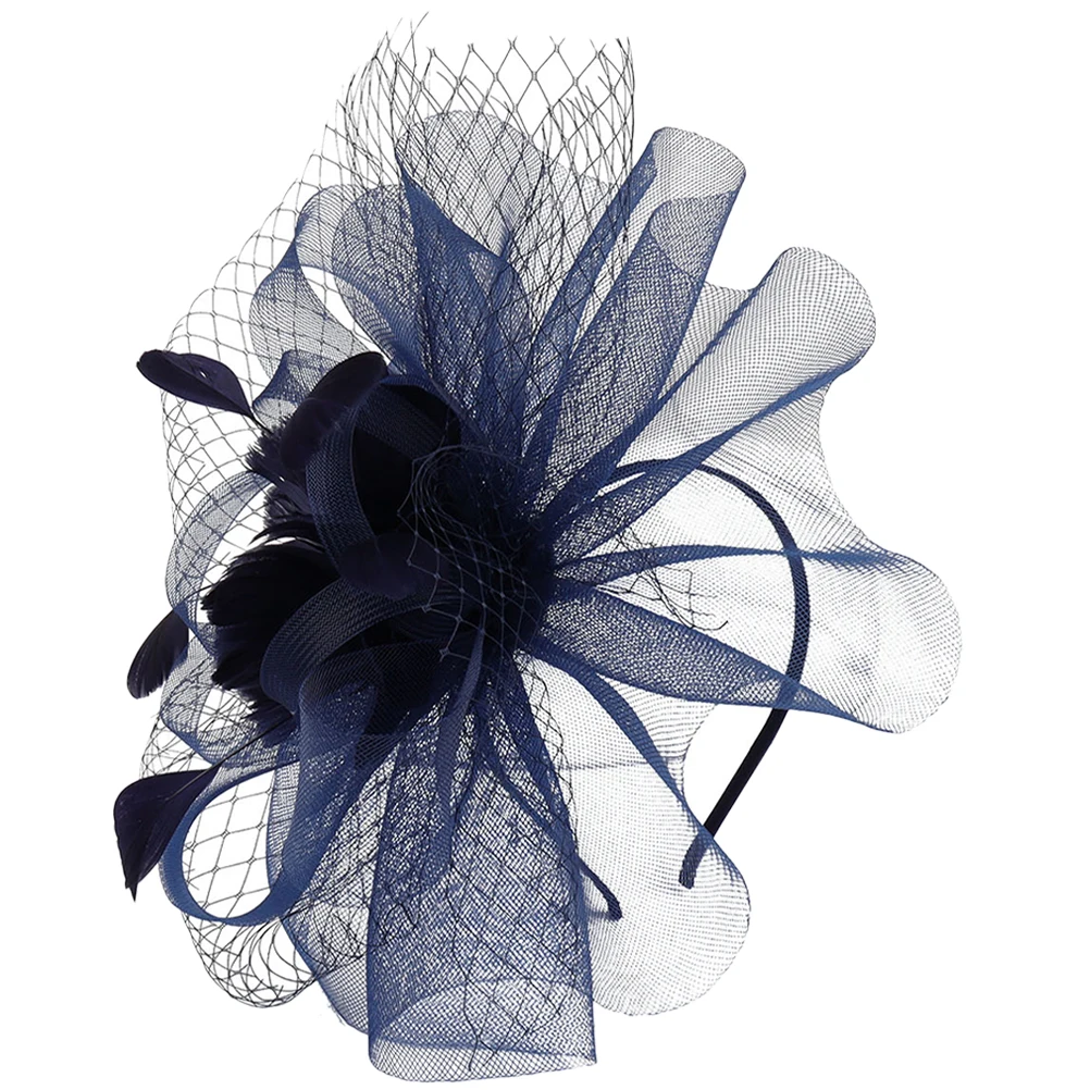 

Mesh Bride Hat Fascinator Headband for Women Tea Party Wedding Church Accessories Blue Cheongsam Style Lightweight Comfortable