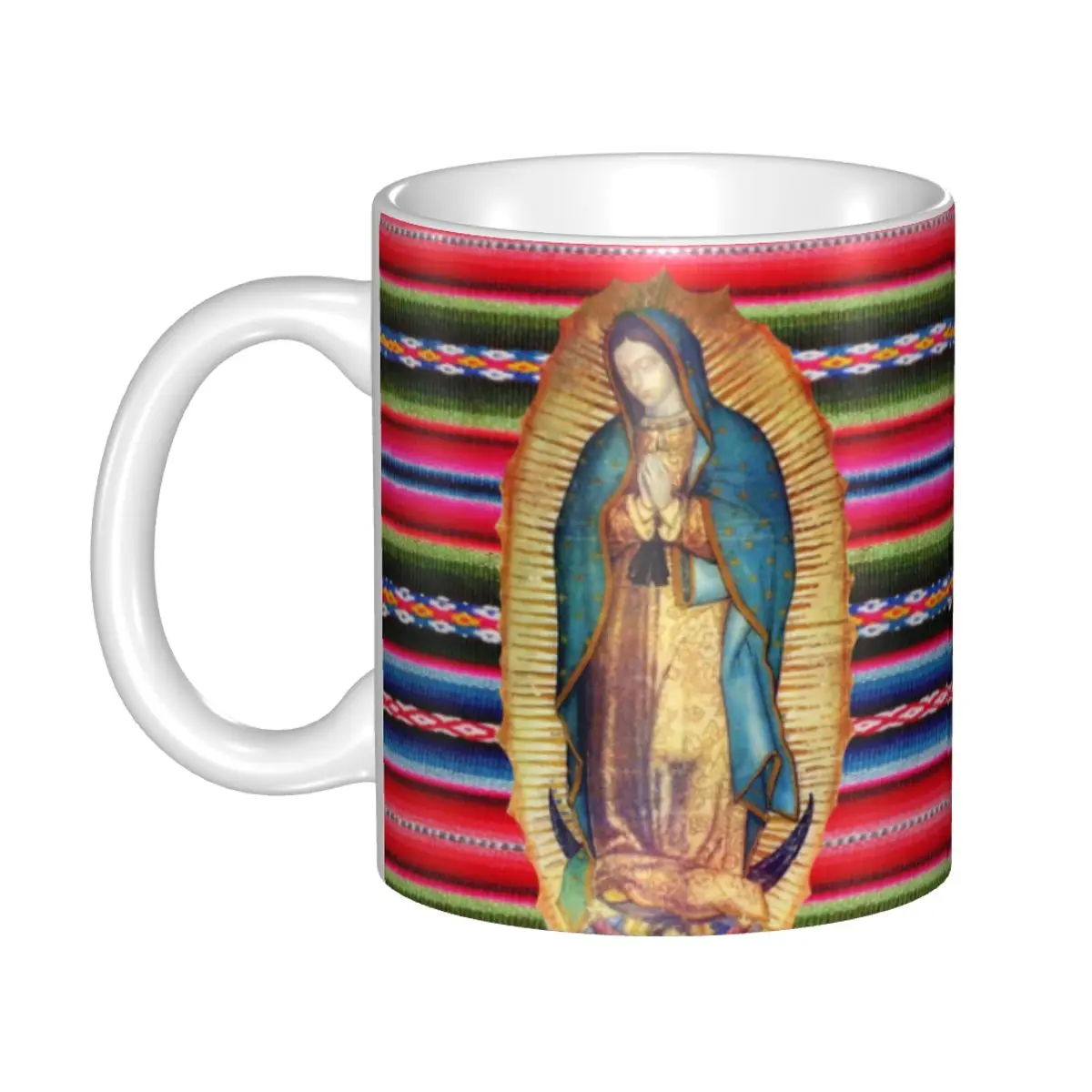 Tazas de cerámica personalizadas de Nuestra Señora de Guadalupe Virgen María Zarape, tazas de café católicas de la Virgen María, regalo creativo