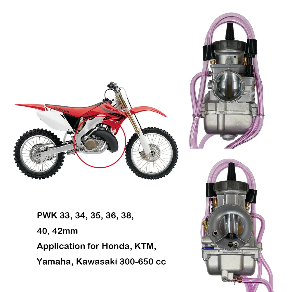 

Карбюратор PWK38 для мотоцикла Honda CR250R, гоночный скутер, Кроссовый мотоцикл, вездеход с Power Jet PWK 33 34 35 36 38 40 42 мм 300-650cc