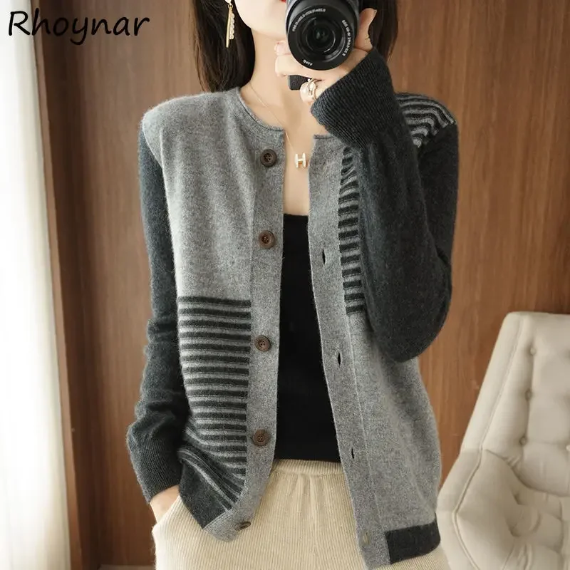

Knitted Cardigan Women кардиган женский Casual Patchwork All-match Simple Cozy Stretchy Korean Style Fashion New Design Hot Sale