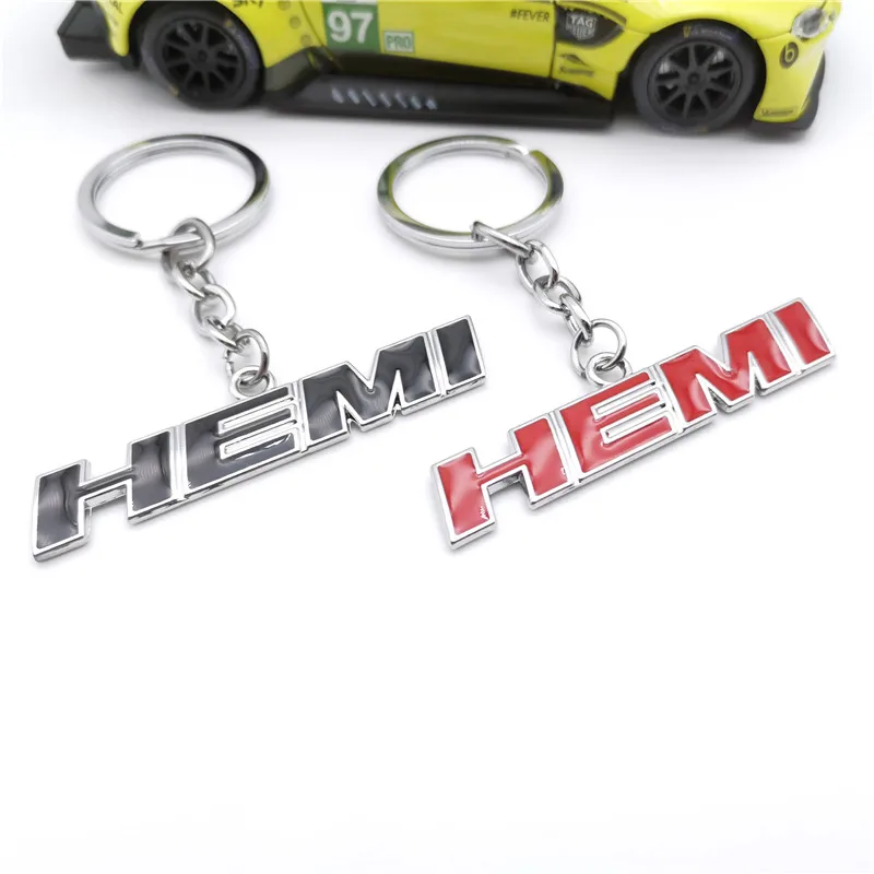 HEMI شعار مفتاح سلسلة سيارة المفاتيح سبائك الزنك ثلاثية الأبعاد كيرينغ الهدايا الإبداعية ل دودج شاحن تشالنجر السيارات مفتاح قلادة اكسسوارات