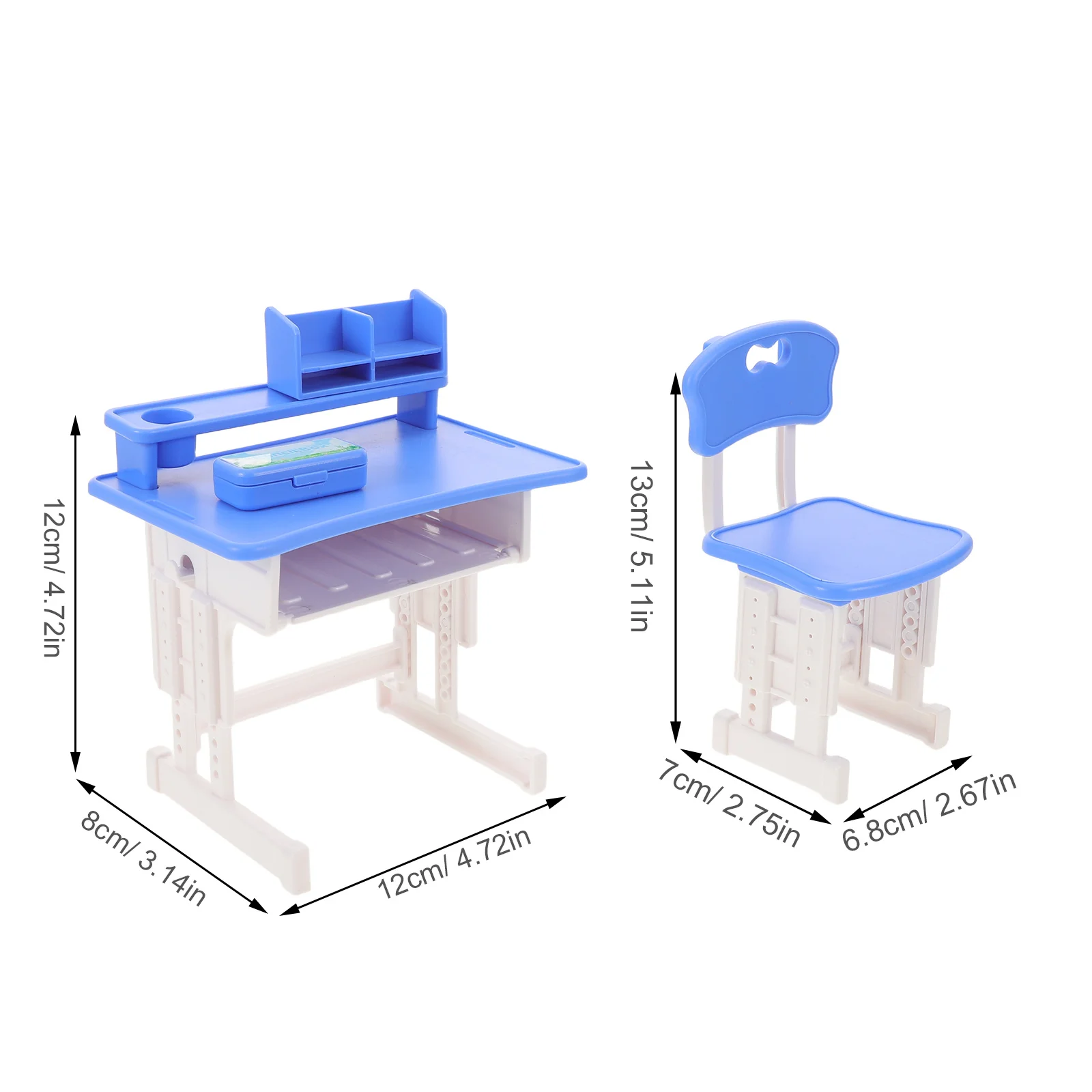 1Set Miniature School Desk Chair Set for Photography Props and Detailed Dollhouse Classroom Decor