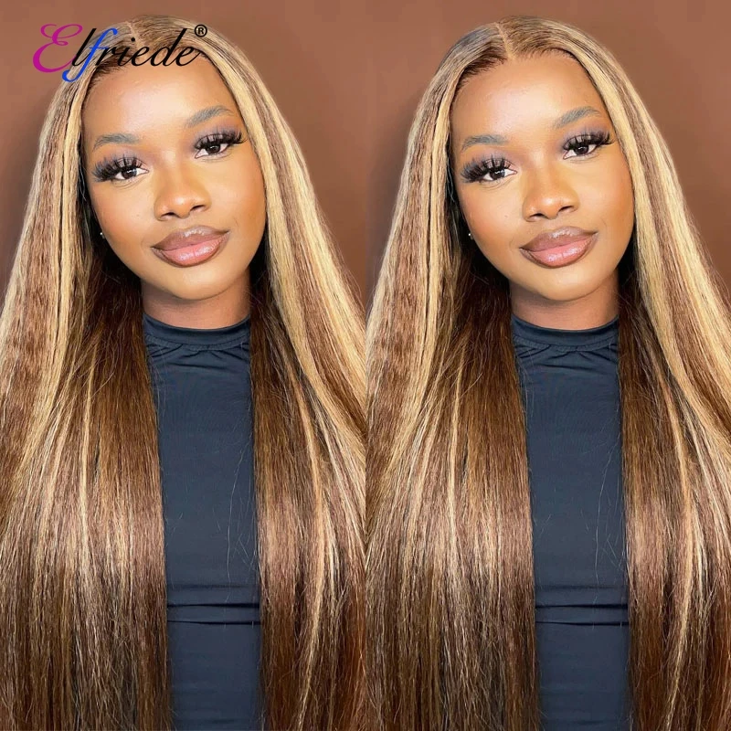 Elfriede Highlight #P4/27 Human Hair Wigs for Women Kinky Straight 13X4 13X6 HD Lace Frontal Wig 100% Human Hair Lace Front Wigs