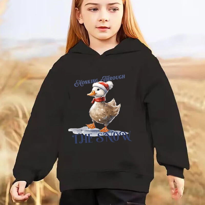 Cute Christmas Big Goose Hoodies Boys Girls Fashion Cartoon Hooded 